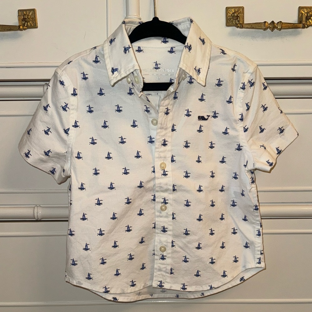 Vineyard Vines Sail Boat Button Down Shirt - 2T